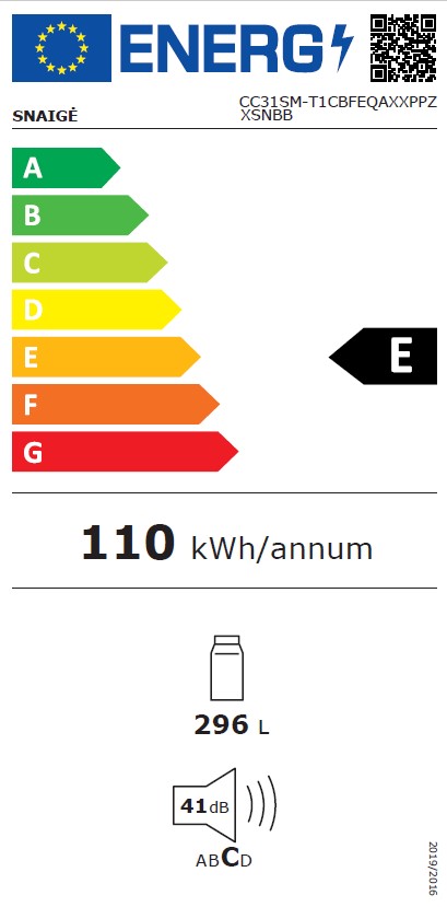 SNAIGE CC31SM T1CBFE CHLADNIČKA, NEREZ, lednice , profi gastro, monoklimatická - energetický štítek