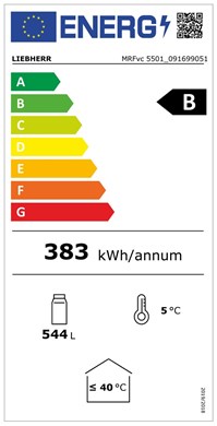 LIEBHERR MRFVC 5501 CHLADNIČKA BÍLÁ 544 lt - dynamické chlazení - energetický štítek