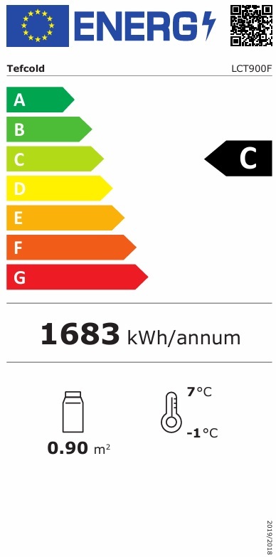 TEFCOLD LCT 900 F/ BLACK PULTOVÁ CHLADÍCÍ VITRÍNA  - energetický štítek