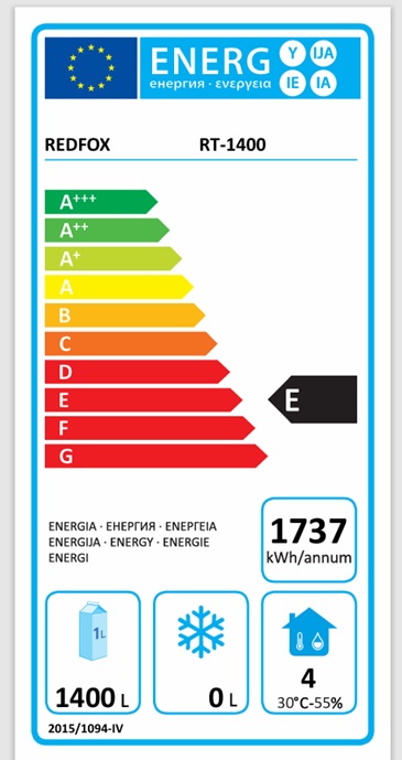 REDFOX  RT 1400 LEDNICE NEREZOVÁ - energetický štítek