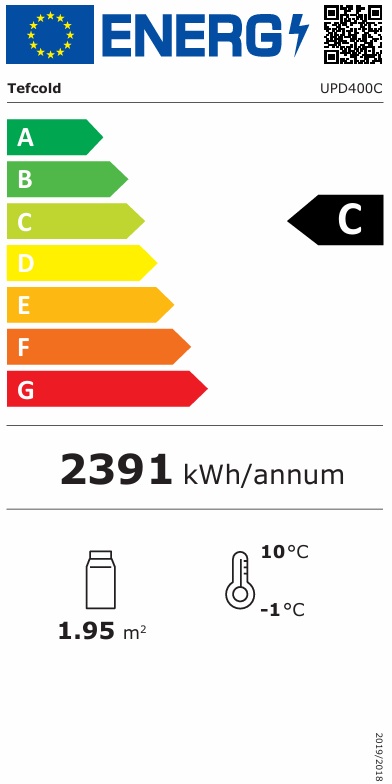 TEFCOLD UPD 400 F BLACK VITRÍNA CHLADÍCÍ PANORAMATICKÁ - energetický štítek