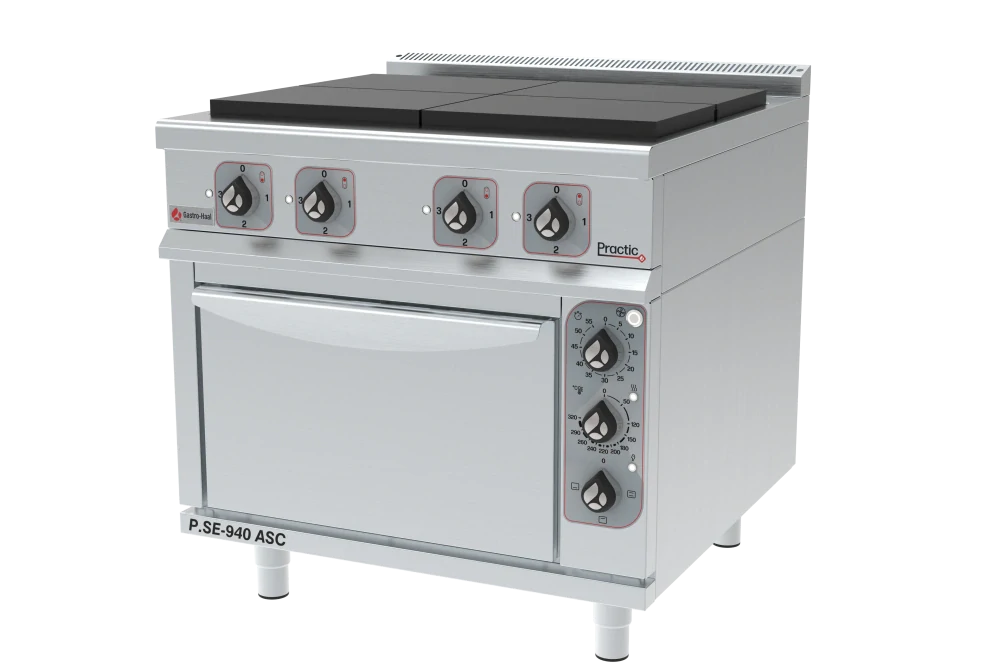 GastroHaal P.SE-940-ASC Elektrický sporák s horkovzdušnou troubou - vařidlo, 4x hranaté plotny