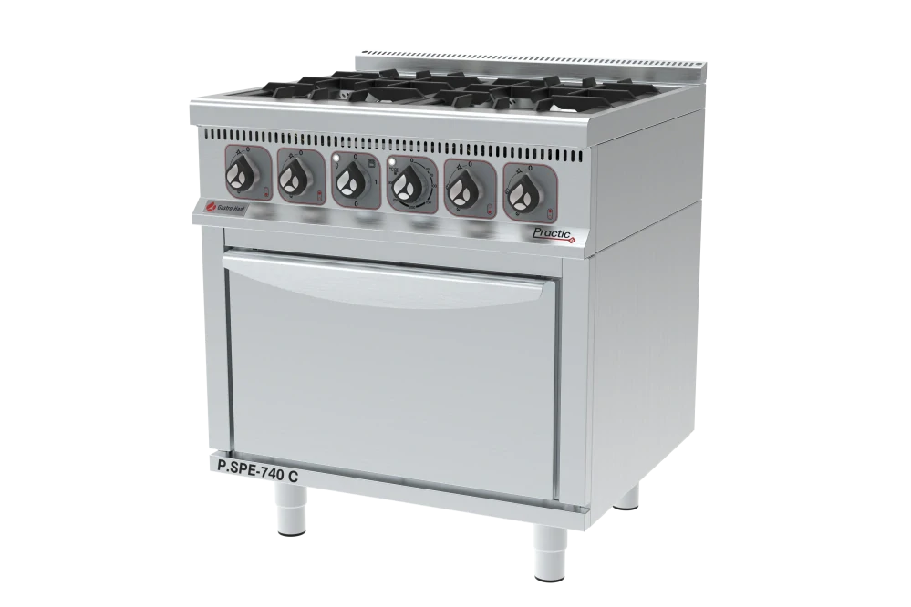 GastroHaal P.SPE-740-C Plynový sporák s horkovzdušnou troubou - vařidlo, 4x hořáky