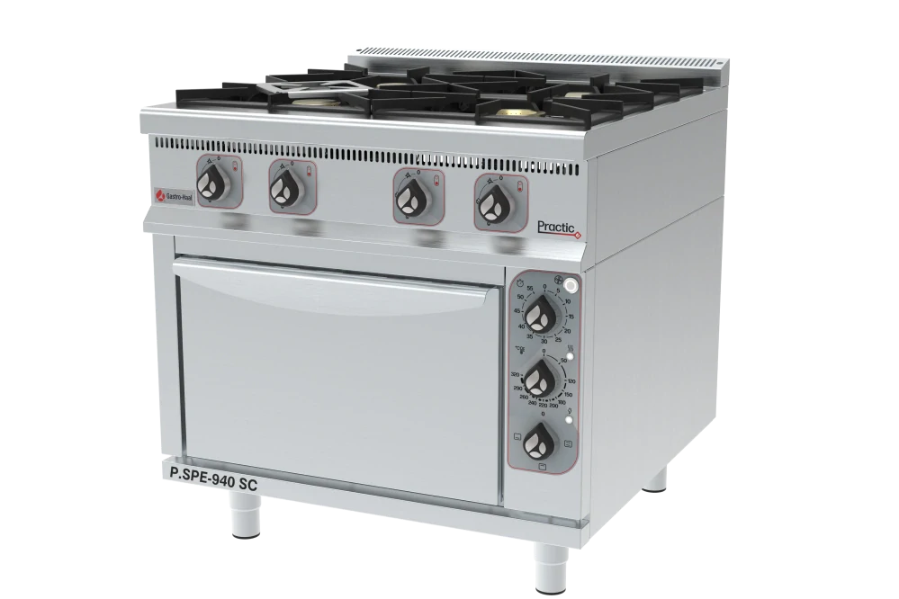GastroHaal P.SPE-940-SC Plynový sporák s horkovzdušnou troubou - vařidlo, 4x hořáky