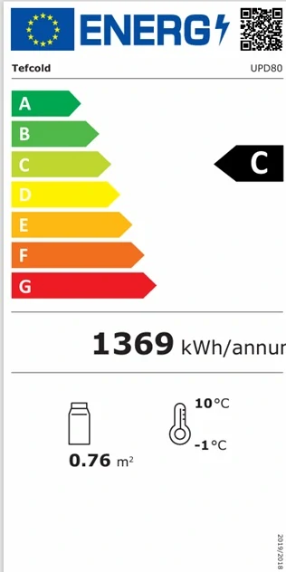 TEFCOLD UPD 80 GREY VITRÍNA CHLADÍCÍ 78 L PROSKLENÁ CHLADNIČKA