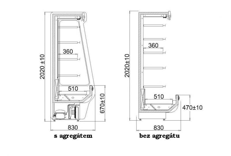 RODOS 1.6 PŘÍSTĚNNÁ CHLADÍCÍ VITRÍNA 
