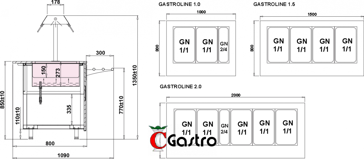 IGLOO GASTROLINE 1.5 VYHŘÍVANÝ VÝDEJNÍ PULT SAMOOBSLUŽNÝ - výdejní linka, VODNÍ LÁZEŇ