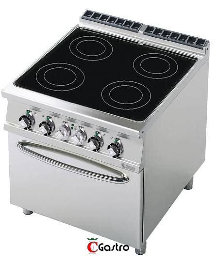 RM-CFC4-98ET SPORÁK SKLOKERAMICKÝ ELEKTRICKÝ, TROUBA STATICKÁ GN2/1 , 4 x plotna 3,4kW/400V