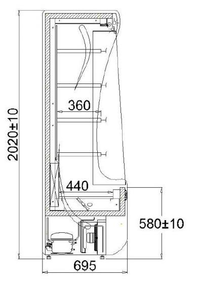 PŘÍSTĚNNÁ CHLADÍCÍ VITRÍNA PAROS 2.5