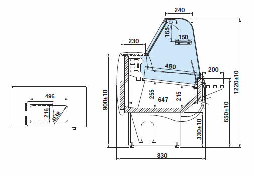 MONIKA 2/1.0 PULTOVÁ CHLADÍCÍ VITRÍNA statická