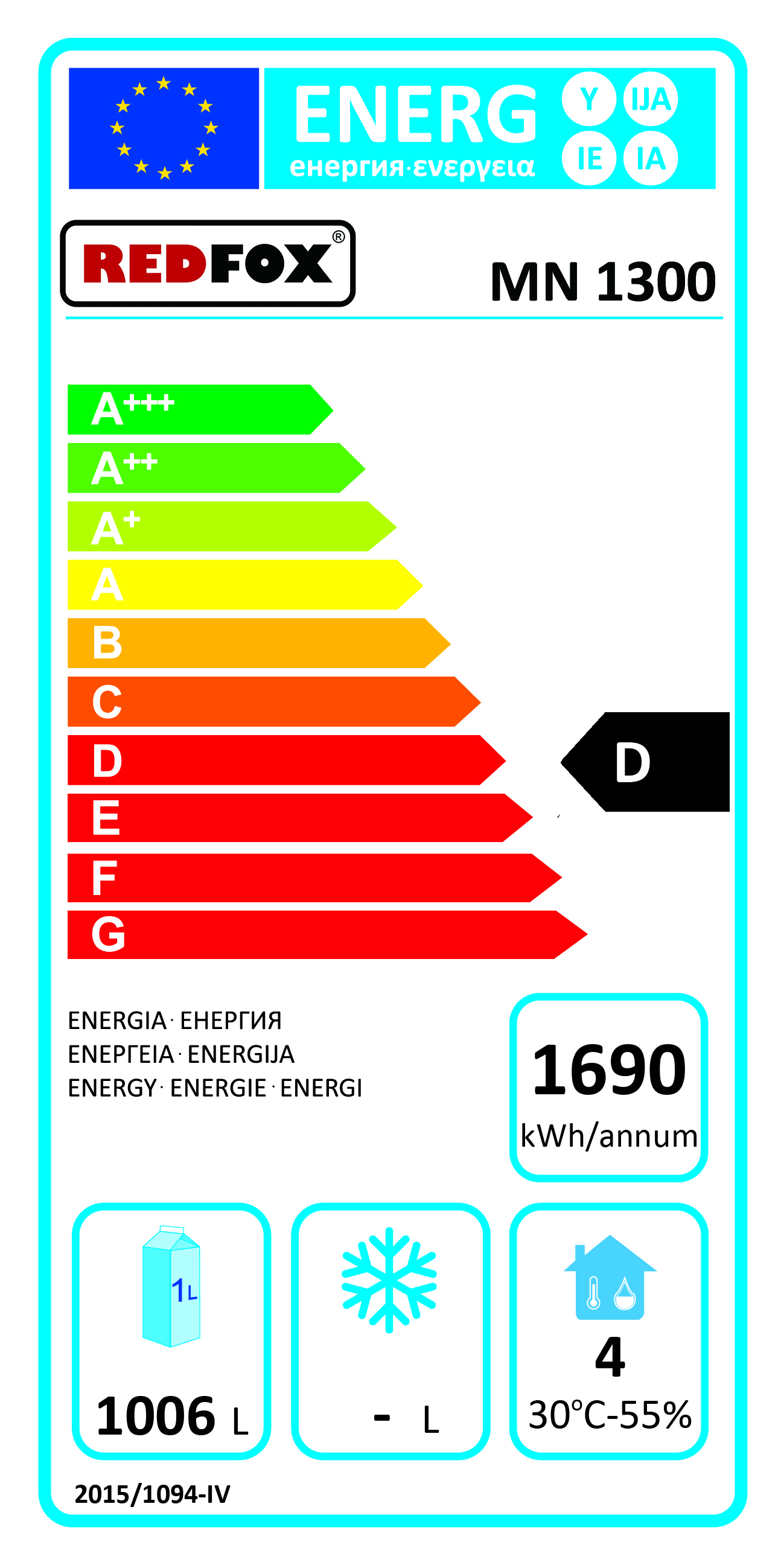 REDFOX  MN 1300 LEDNICE NEREZOVÁ - energetický štítek