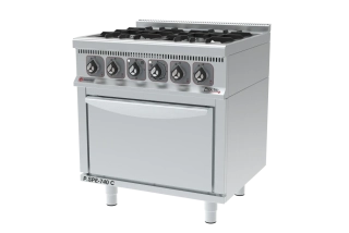 GastroHaal P.SPE-740-C Plynový sporák s horkovzdušnou troubou - vařidlo, 4x hořáky