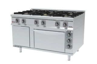 GastroHaal P.SPE-940-NSC Plynový sporák s horkovzdušnou troubou, neutrální skřínka - vařidlo, 4x hořáky