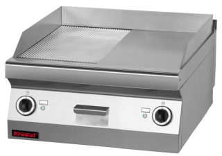 Elektrická grilovací plotna KROMET 700.PBE-600GR- povrch: 1/2 hladký - 1/2 rýhovaný