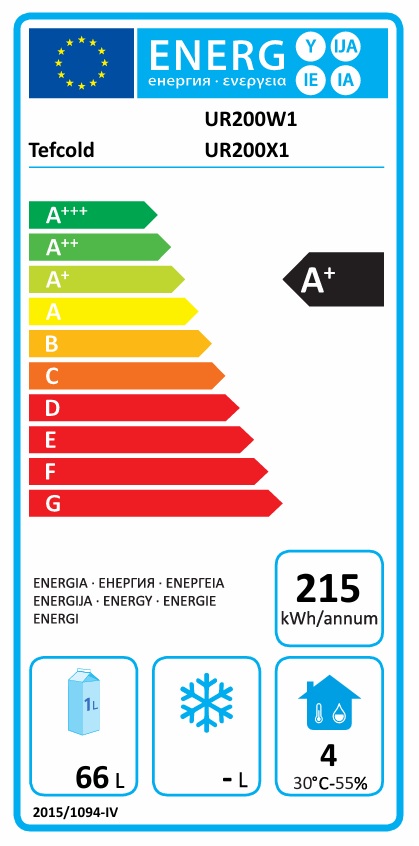 Tefcold UR 200 W1 chladnička S VENTILÁTOREM - energetický štítek