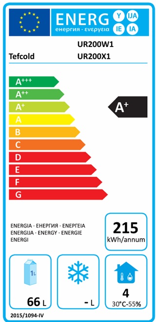 Tefcold UR 200 W1 chladnička S VENTILÁTOREM - energetický štítek