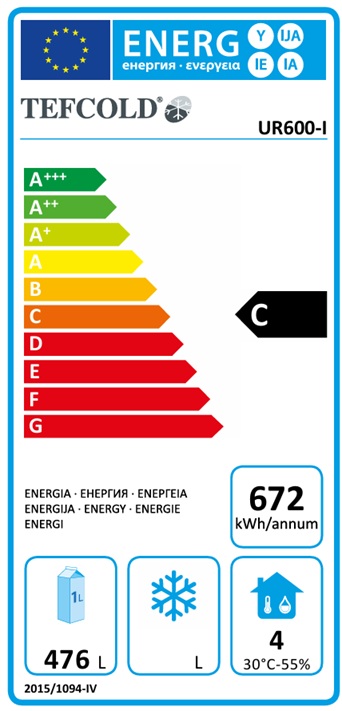 TEFCOLD UR 600 ST chladnička statická - energetický štítek