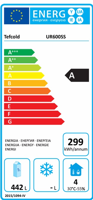TEFCOLD UR 600 SS LEDNICE NEREZ - energetický štítek